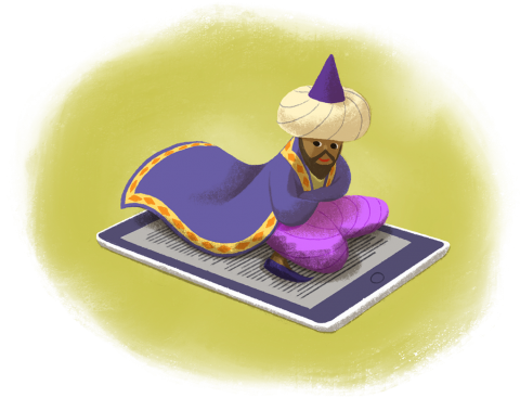 Wizard on flying carpet