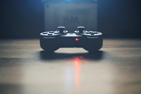 video game controller on a desk