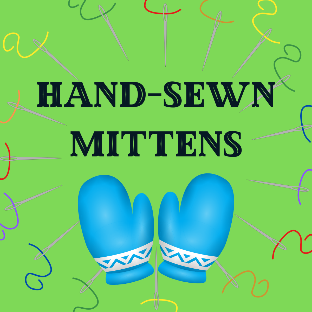 Hand sewn mittens needles and mittens