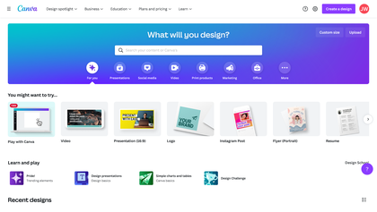 canva start page