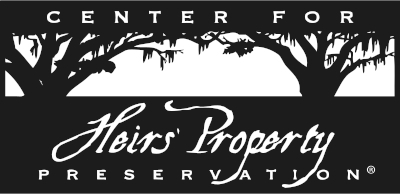 Black and white image of Center of Heirs' Property logo