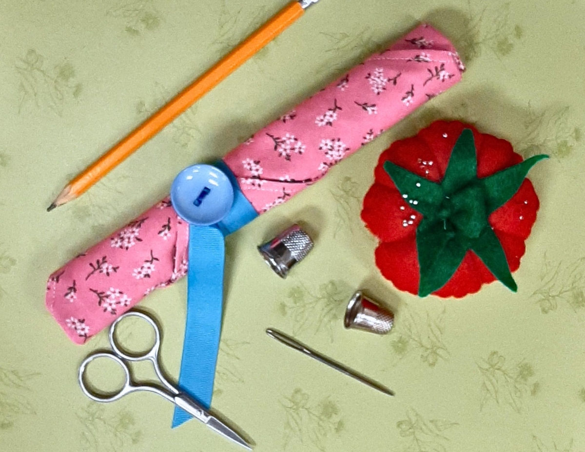 a pink fabric pencil pouch 